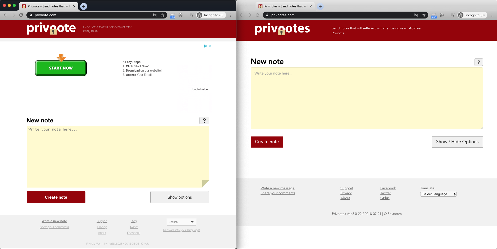 Can one deliver attachments by using a information on privnote.com?